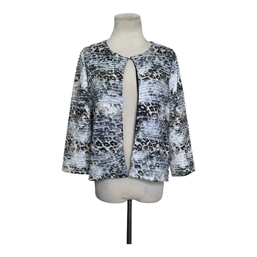 Chico's Travelers Animal Print Top Hook Closure Cardigan size 0 - small